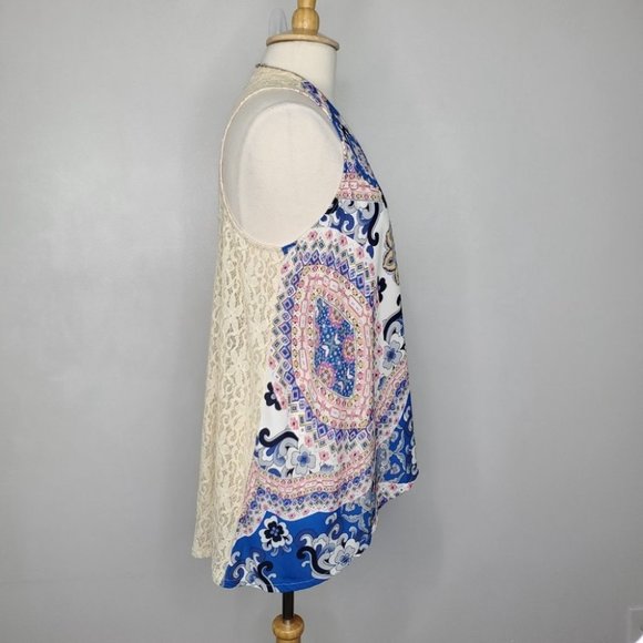 Alya Mixed Media Lace Open Front Vest Size M - Picture 5 of 11